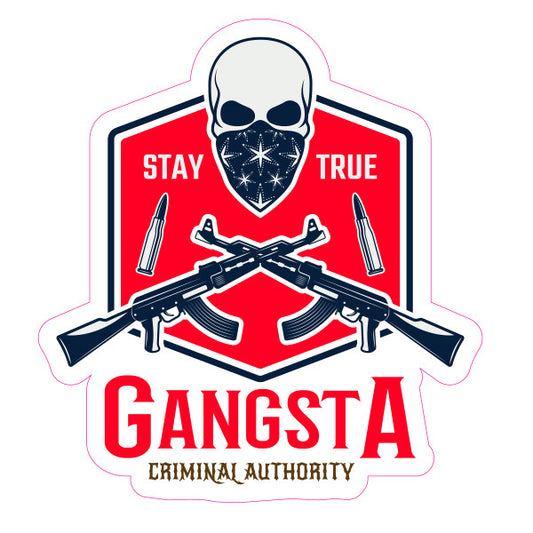 Gangsta - Stay True Skull  Laptop , Car  Decal Sticker 