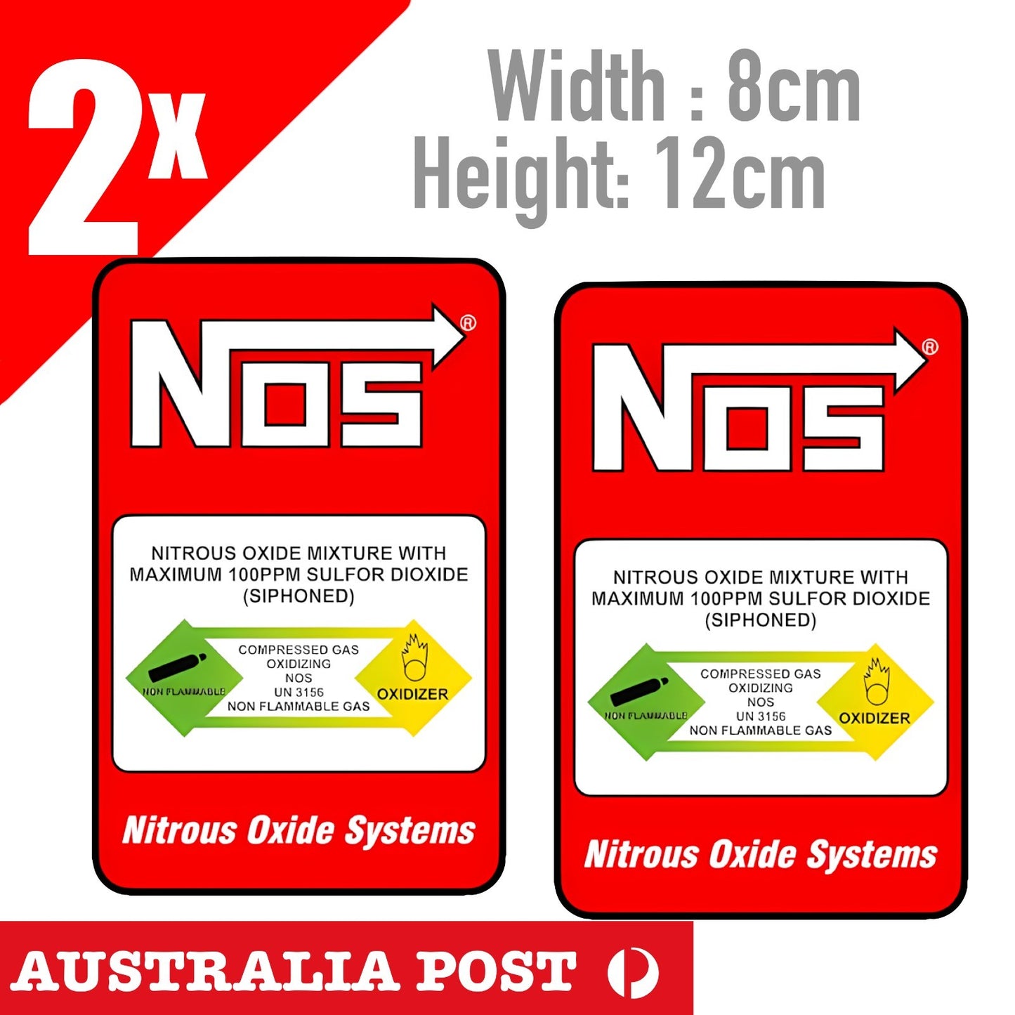 NOS - Nitrous Oxide Systems Label  JDM Laptop, Bar, 2x Sticker