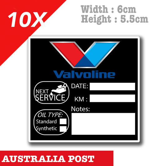Valvoline Oil Change Service Reminder x10 Black , Cars Vans Stickers