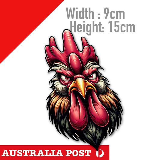 Red Rooster Head, Angry Rooster Head Animal  Sticker