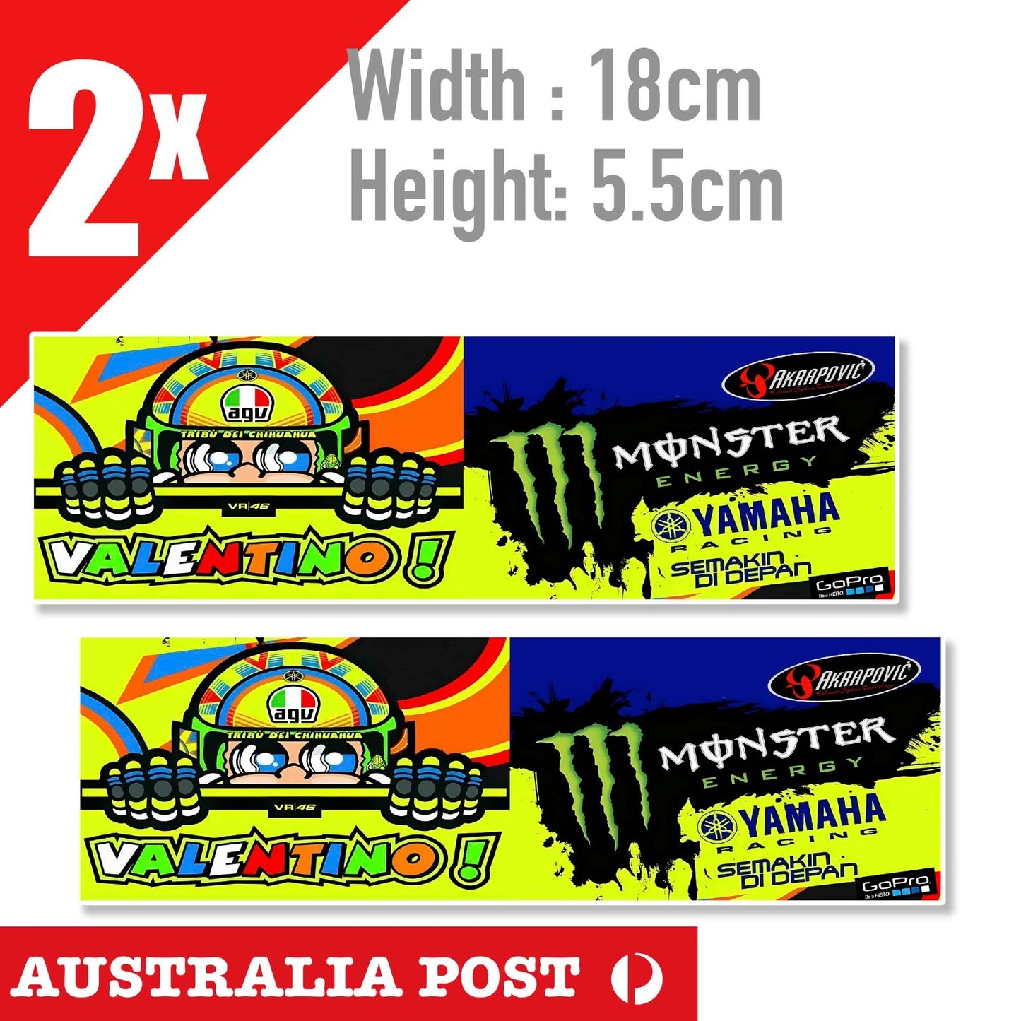 The Doctor , Valentino Rossi ,AKRAPOVIC , GoPro, Monster Energy Banner Sticker