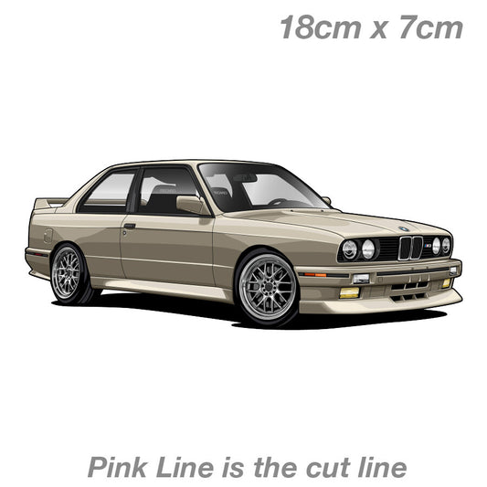 BMW E30 Beige Laptop , Car  Vinyl  Sticker 