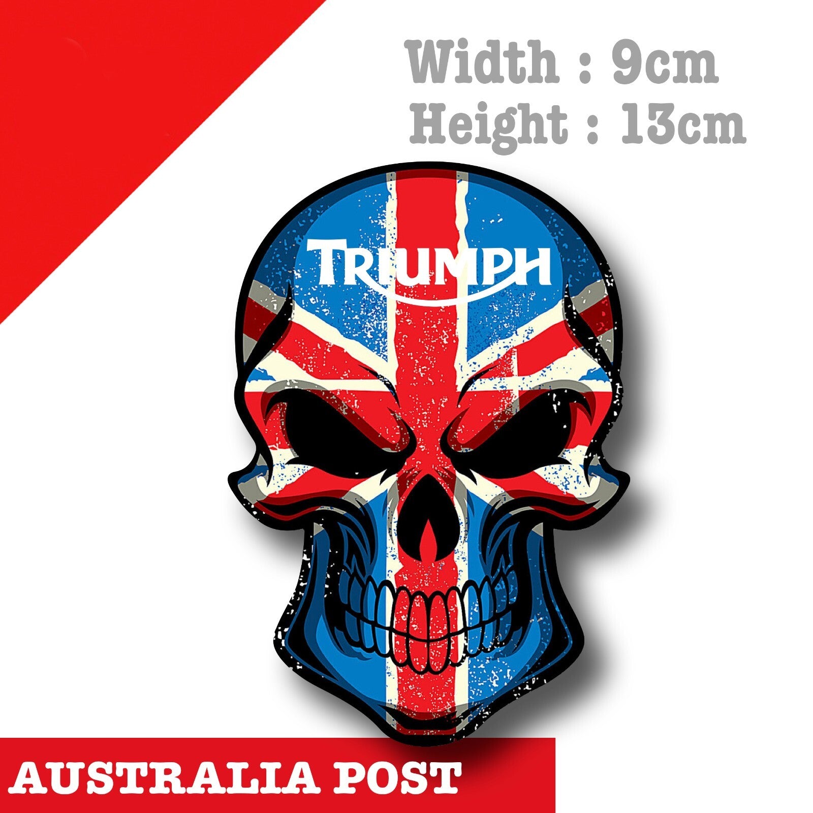 Triumph Motorcycle Skull British Flag Logo Kingdom , Helmet Bike Decal Sticker