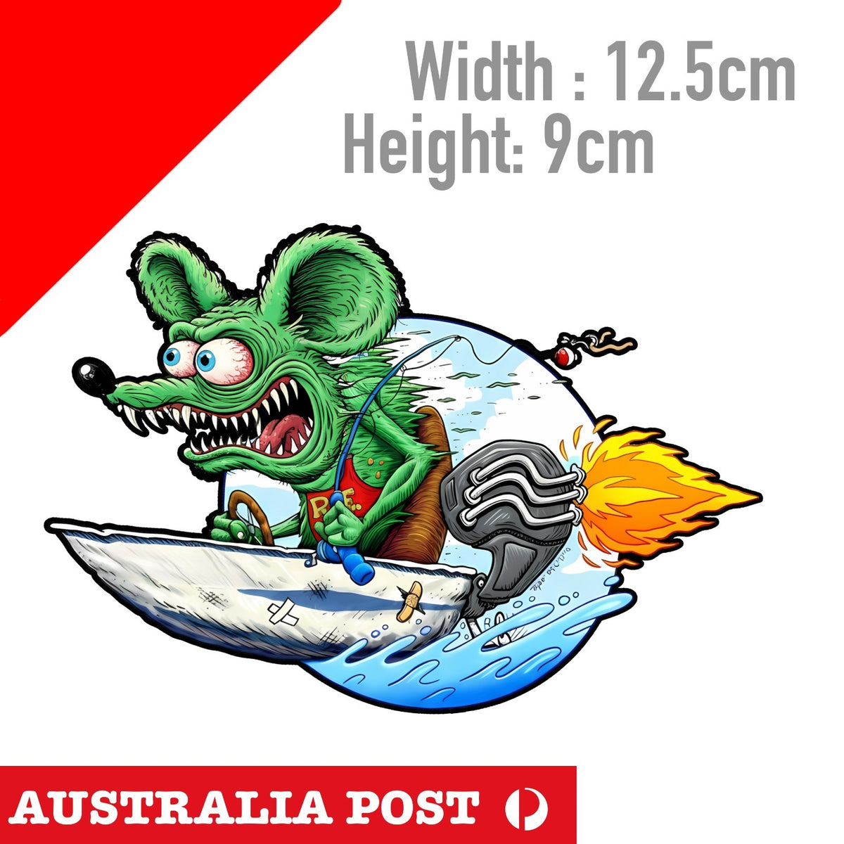 Rat Fink Boat Rider Ute Mancave Rat Hot Rod Americana Vinyl  Sticker