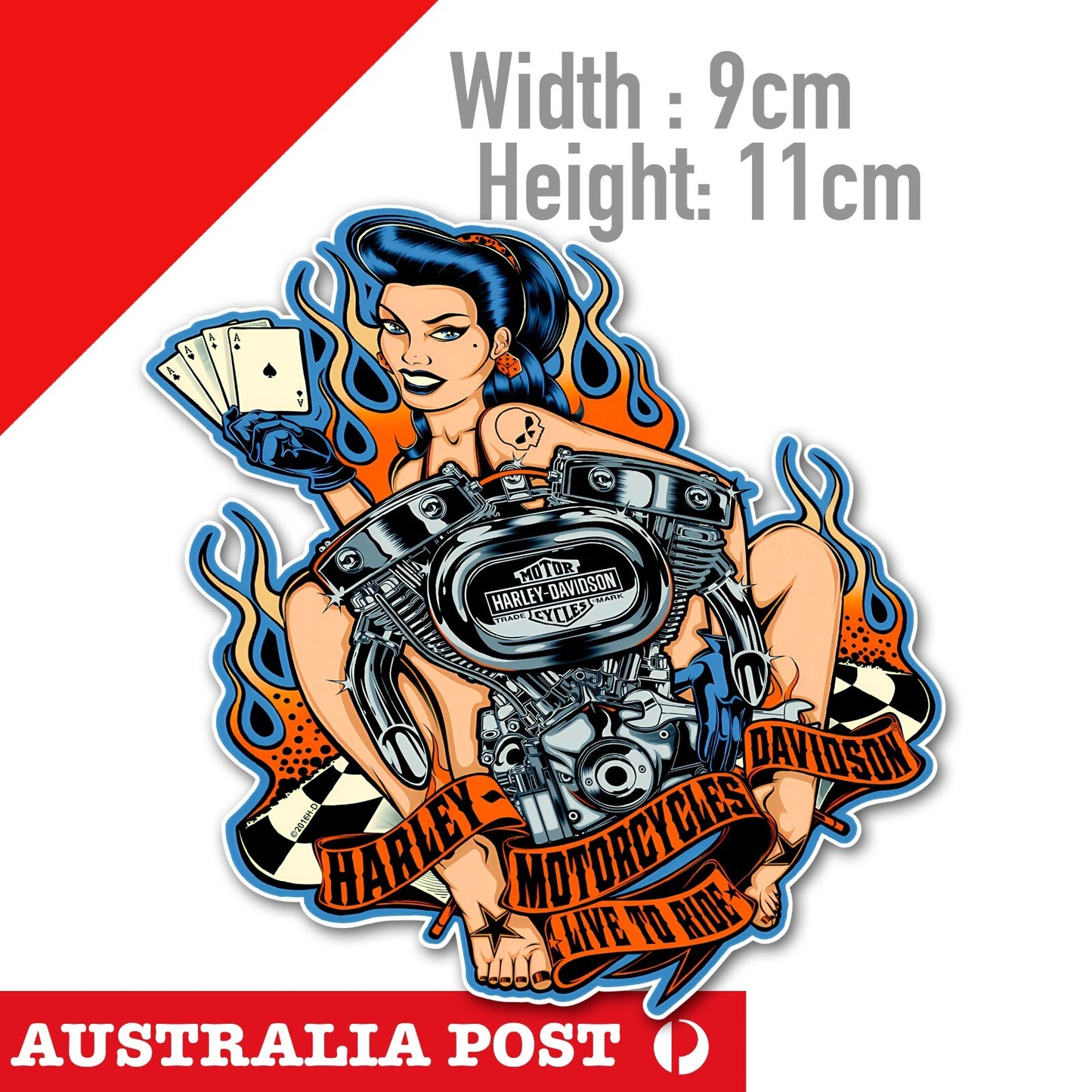 Harley Davidson Motorcycle Sexy Pin Up Girl ENGIN, Live to Ride Sticker