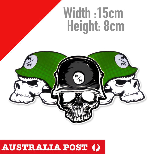 Metal Mulisha ,Motocross Dirt Bike 4x4 Off Road 3 Skulls Helmet Stickers