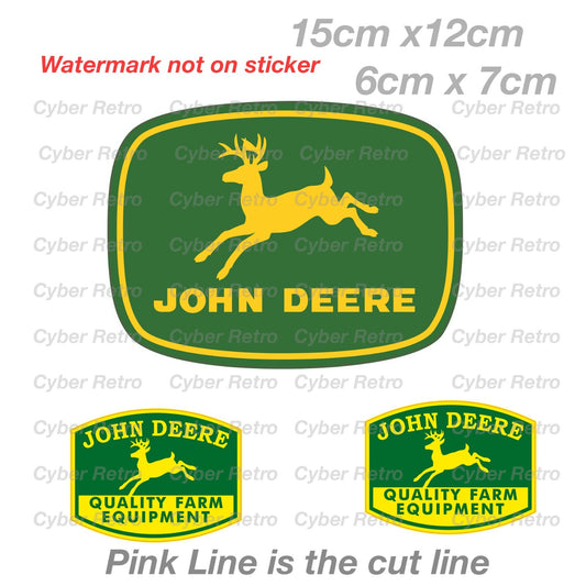 John Deere Logo Pack of 3 - Retro Vintage Sign  Decal Sticker