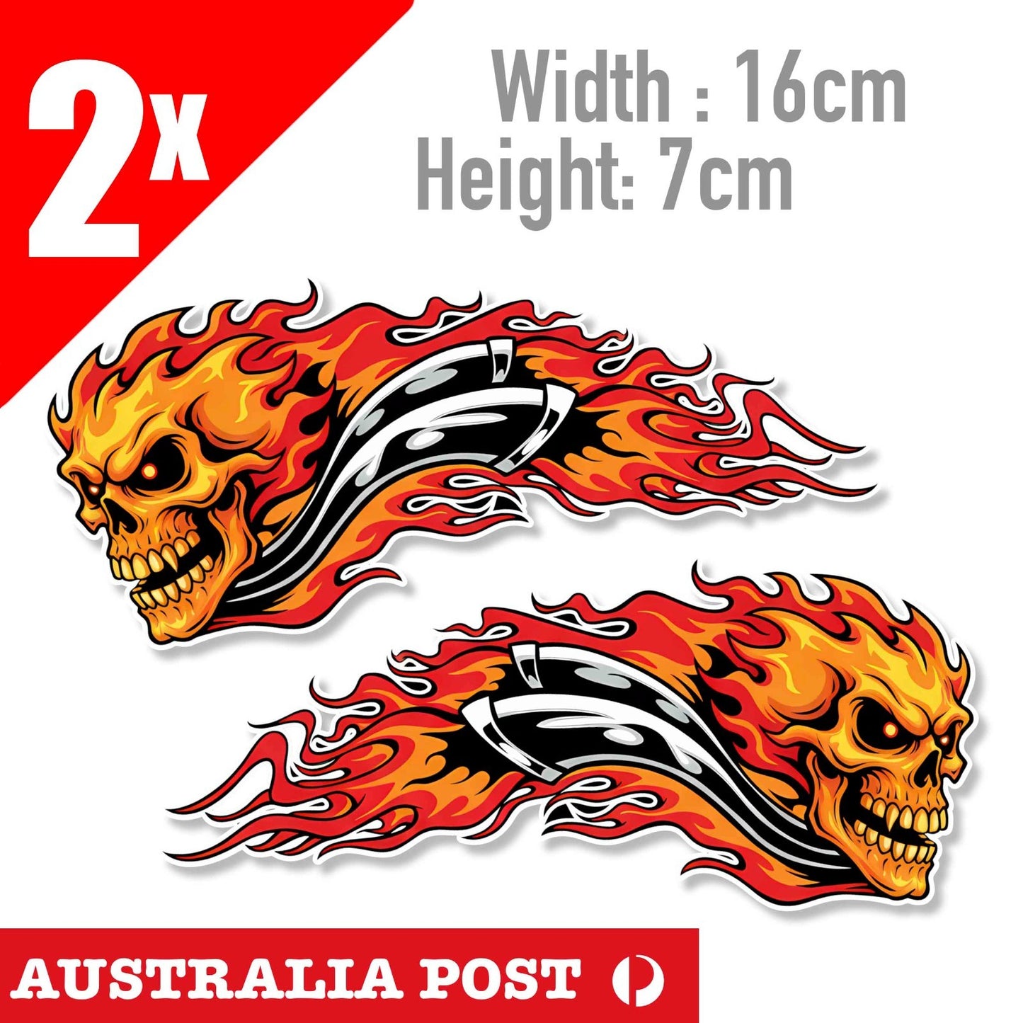 Flame Skull Head motorcycle Fuel Tank Decal Skull Head, Angry Skull Sticker