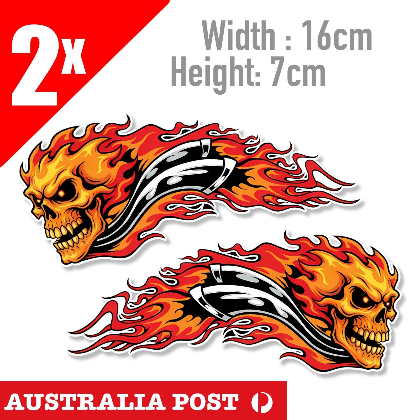 Flame Skull Head motorcycle Fuel Tank Decal Skull Head, Angry Skull Sticker
