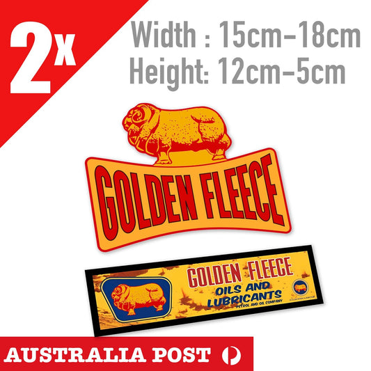 GOLDEN FLEECE Retro Australian Oil & Lubricant Banners x2 Stickers