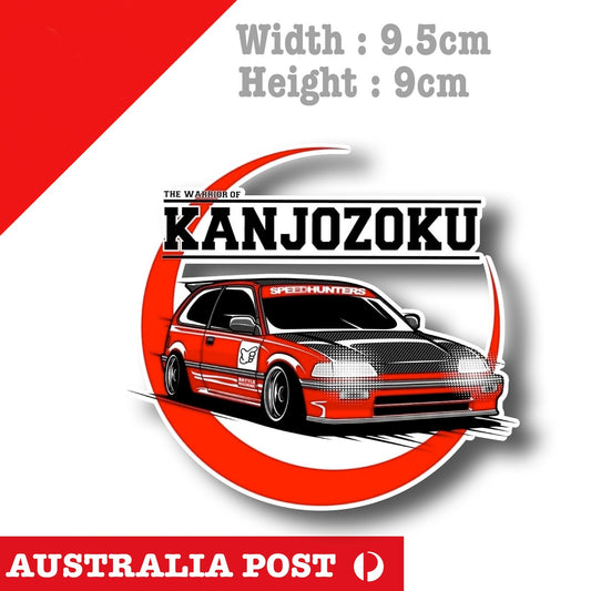 HONDA CIVIC JDM SPEED HUNTER , OSAKA KANJOZOKU , Red Civic  Sticker