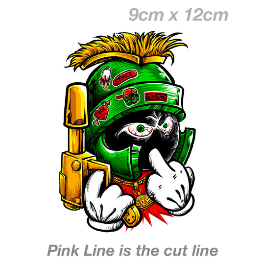 Marvin the Martian Middle Finger Rude Funny Vinyl  Sticker 