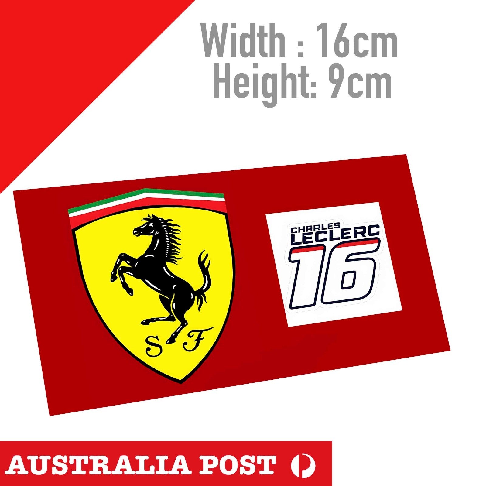 FERRARI  Logo  CHARLES LECREC 16 Number, Car  Decal  Sticker