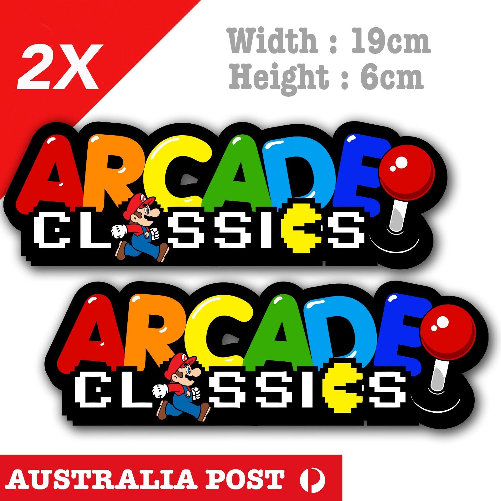 Super Mario Arcade Classic Logo Font Retro Vintage Decal Sticker 
