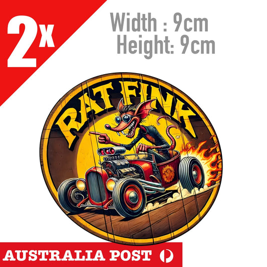 Rat Fink Hot ROD  Round Stickers Tank Motorbike  Toolbox,  Helmet Stickers