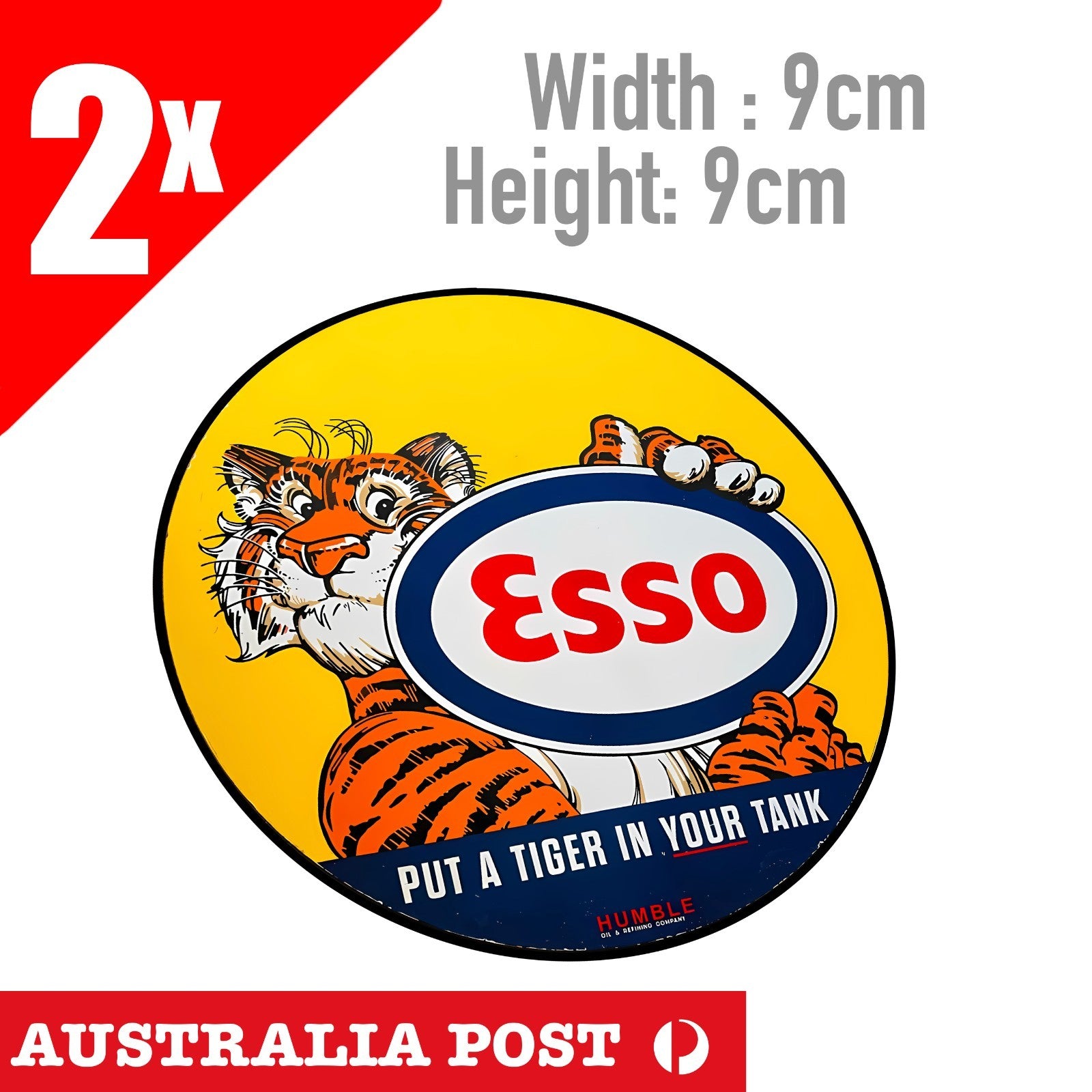 Esso Tiger Vintage TOOLBOX BEER FRIDGE WELDING HELMET MANCAVE STICKER