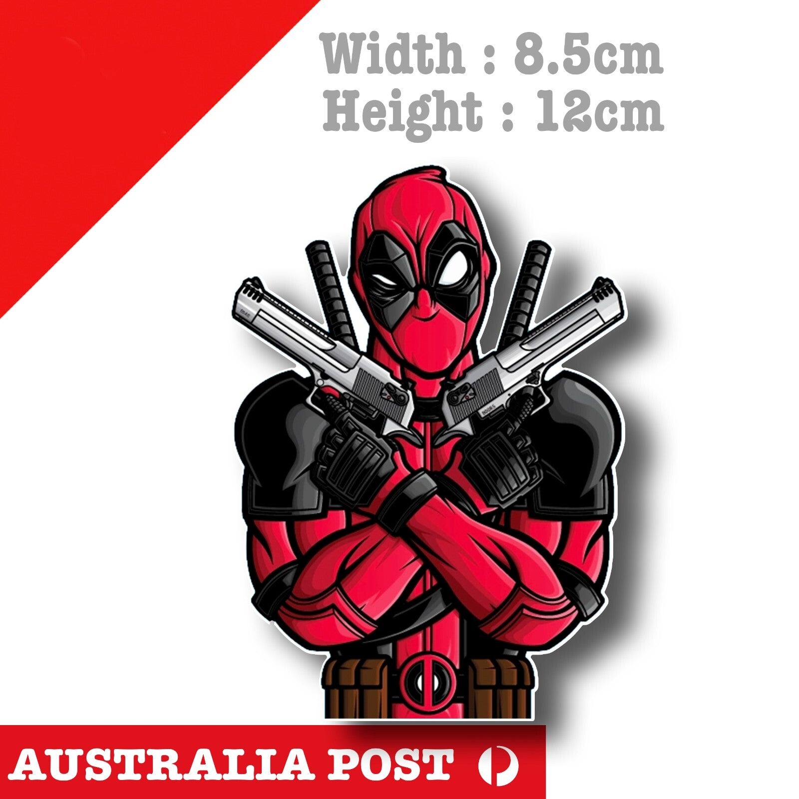 Deadpool Double Gun Funny Marvel Character , Deadpool Superhero Sticker