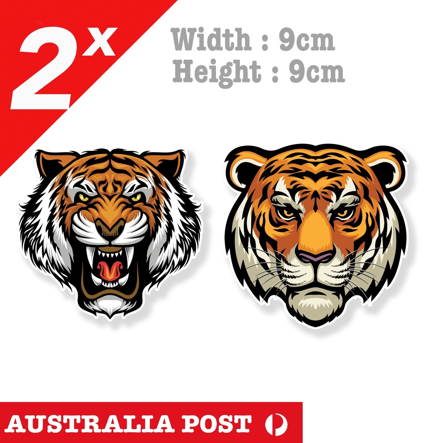 Tiger Head  x2 Laptop , Car  Decal Sticker 