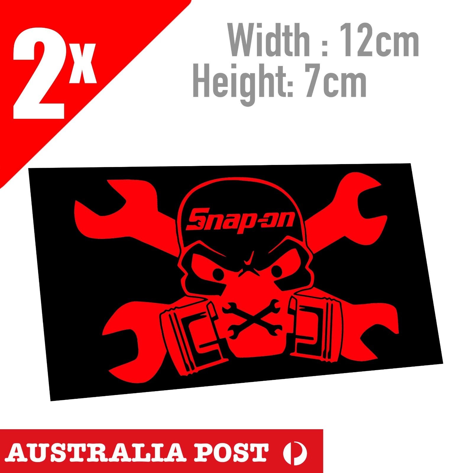 Snap-On Skull Banner , Tool Box, Fridge, Grage, Man Cave 2x  Stickers