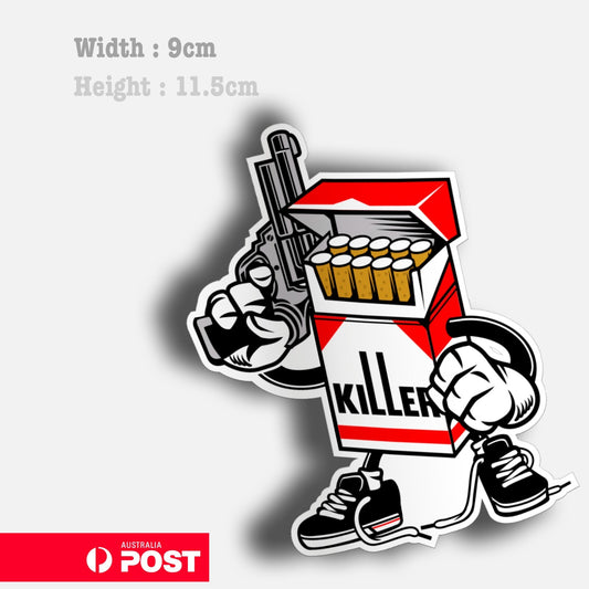 Cigarettes Pack with Gun Funny  Laptop , Car  Decal Sticker 