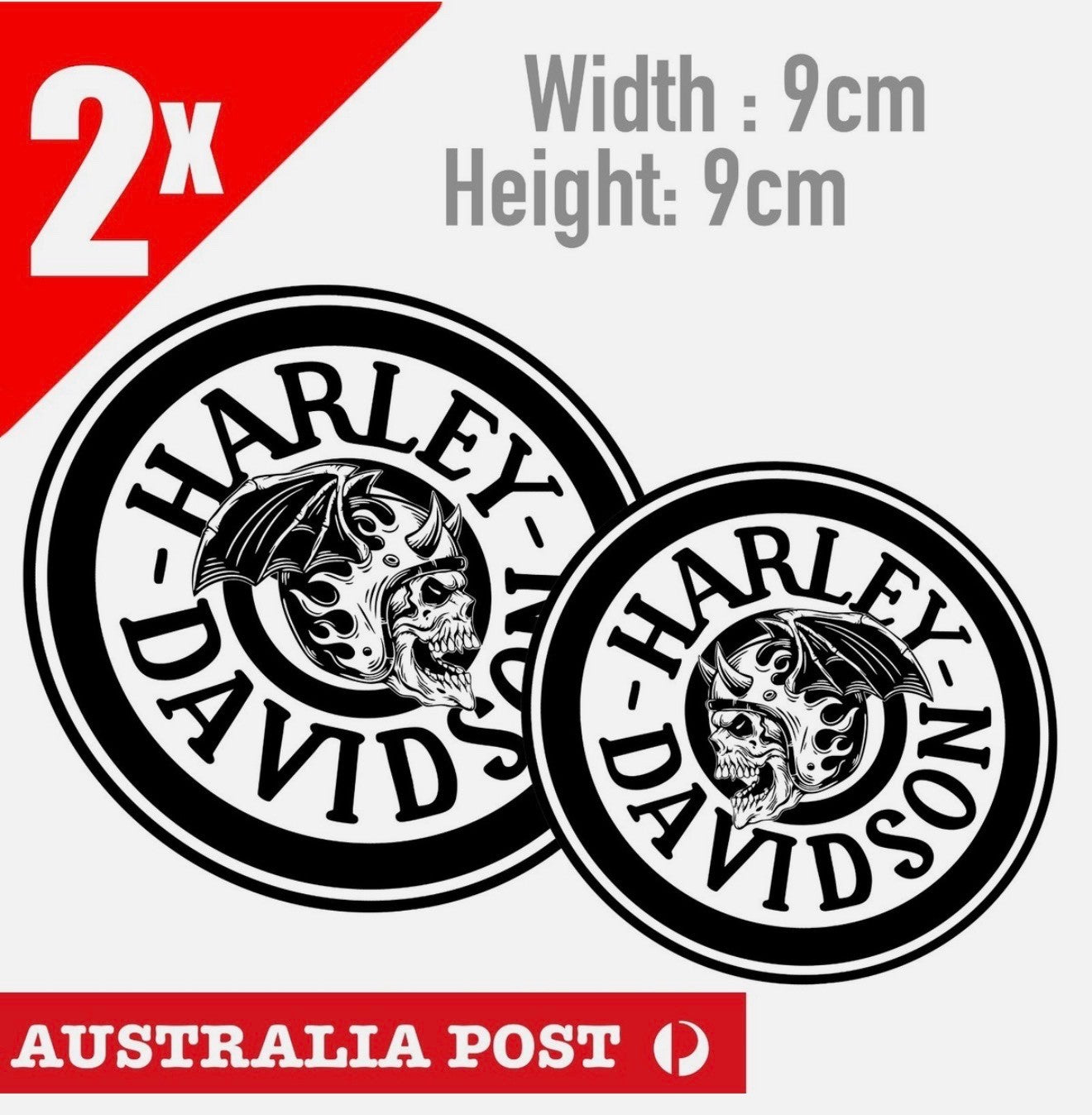 Harley Davidson Motorcycle Round Skull Helmet, Fuel Tank Decal Stickers