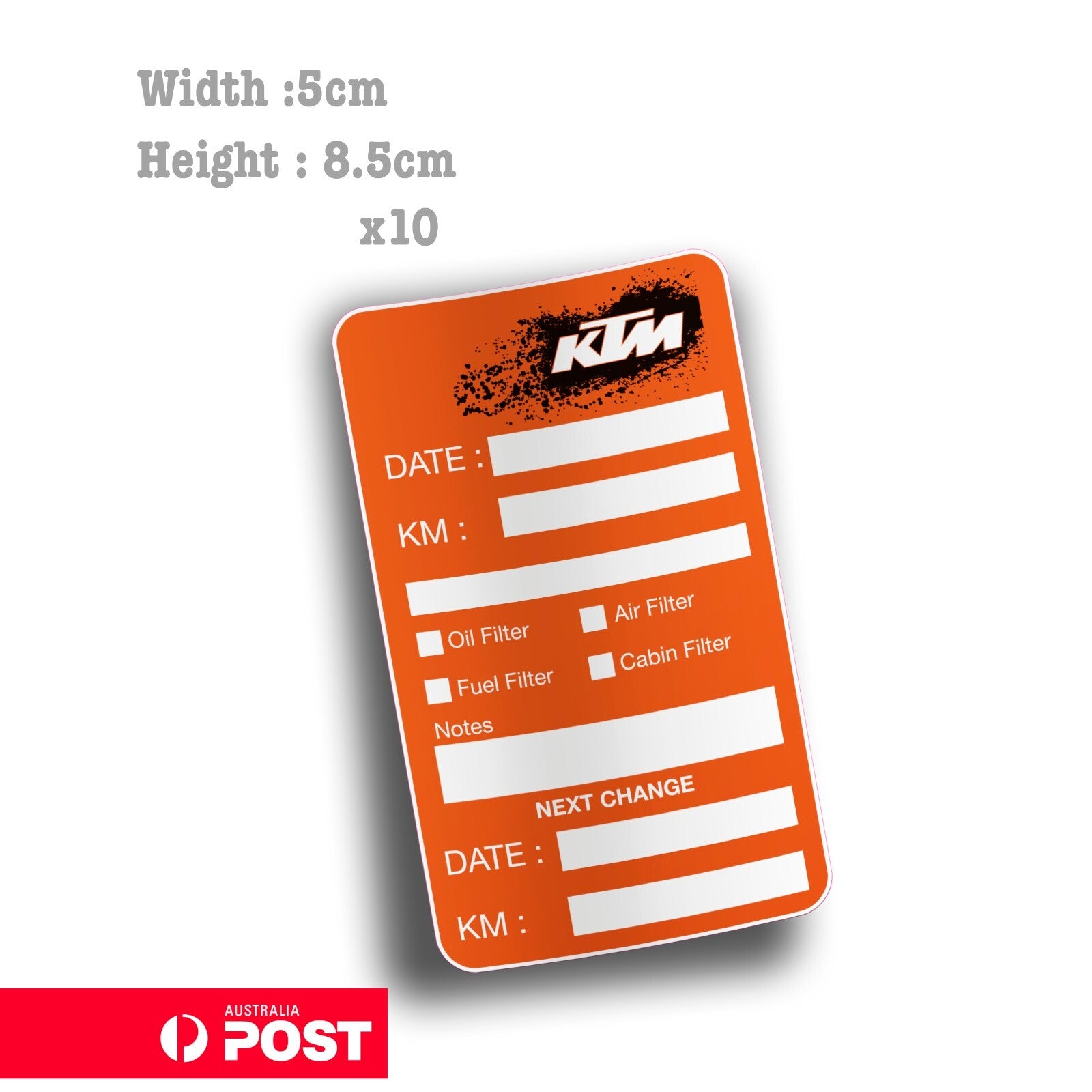 KTM Racing Oil Change Service Reminder x10 Cars Trucks Ute Vans Sticker