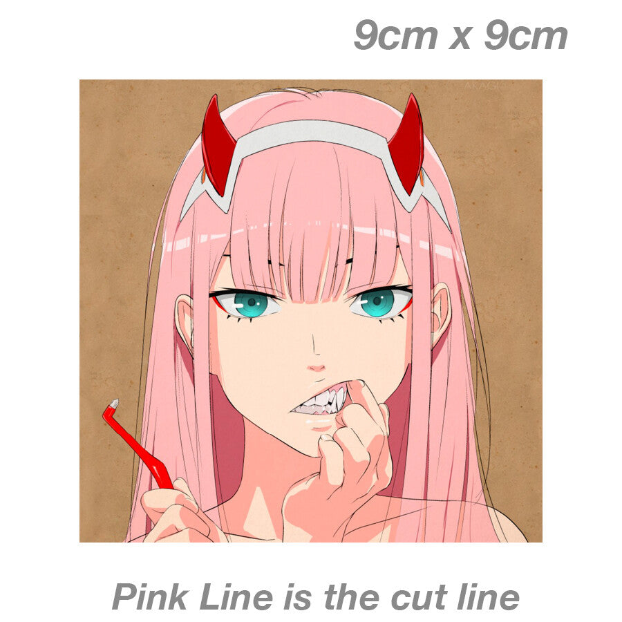 Zero Two Darling in the FranXX Anime Fang Teeth Laptop , Car  Vinyl  Sticker 