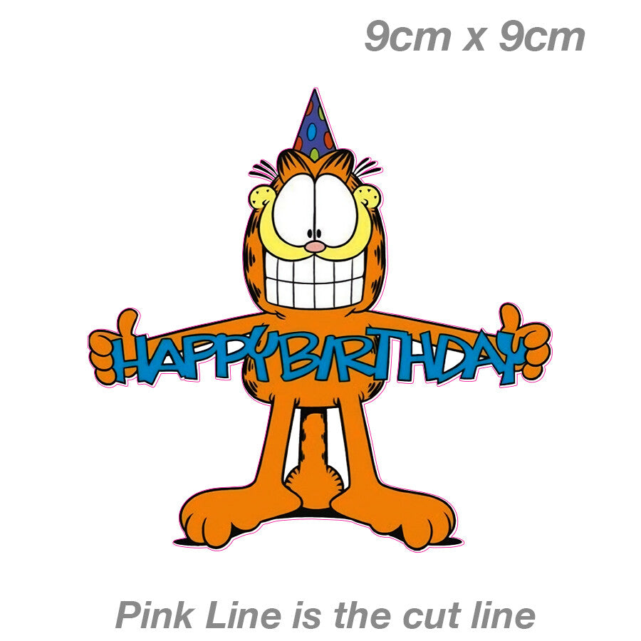Garfield the cat Happy Birthday Vinyl  Sticker 