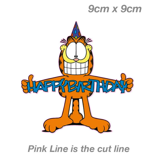Garfield the cat Happy Birthday Vinyl  Sticker 