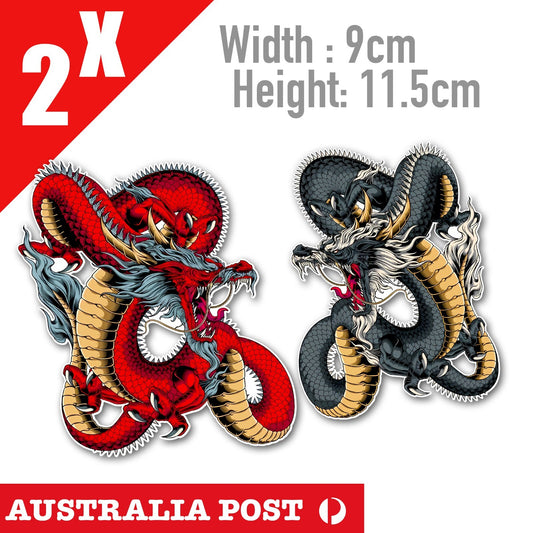 Wingchun Chinese Dragon , Red & Black Dragon, Laptop , Car  Decal Stickers