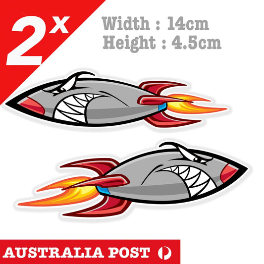 Angry Rocket with Flame Helmet Motorbike Bike Grey Decal Stickers