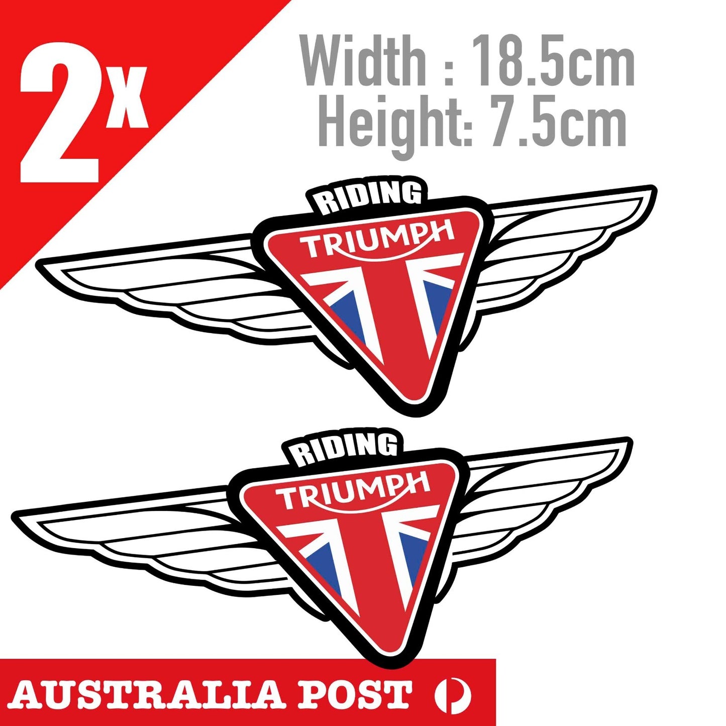 TRIUMPH Motorcycle Logo Wings, Motorcycle, Helmet, Fuel Tank  x2 Stickers