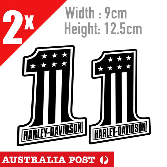 Harley Davidson 1 Sticker USA Flag Motorcycle Logo Laptop Mancave Car Tool Decal