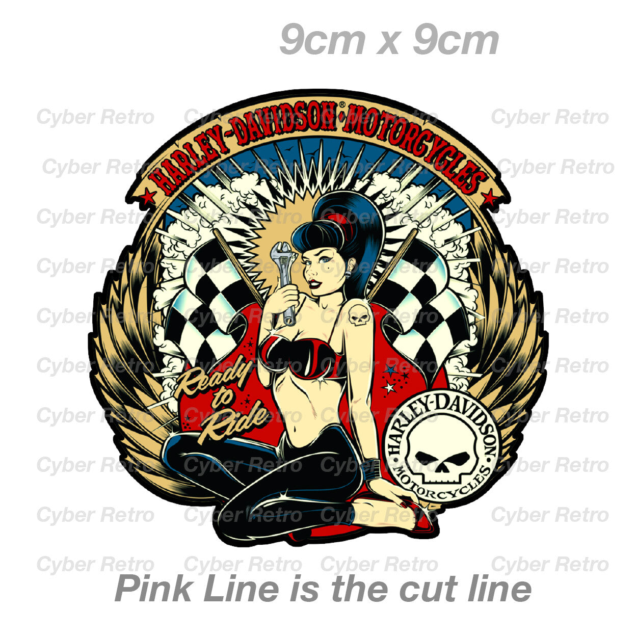 Harley Davidson Motorcycle Mechanic Pin Up Girl - Ready to Ride Sticker 