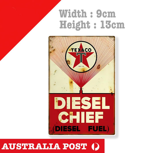 TEXACO DIESEL CHIEF , Diesel Fuel Old Style Vintage Damaged Rusted Sticker