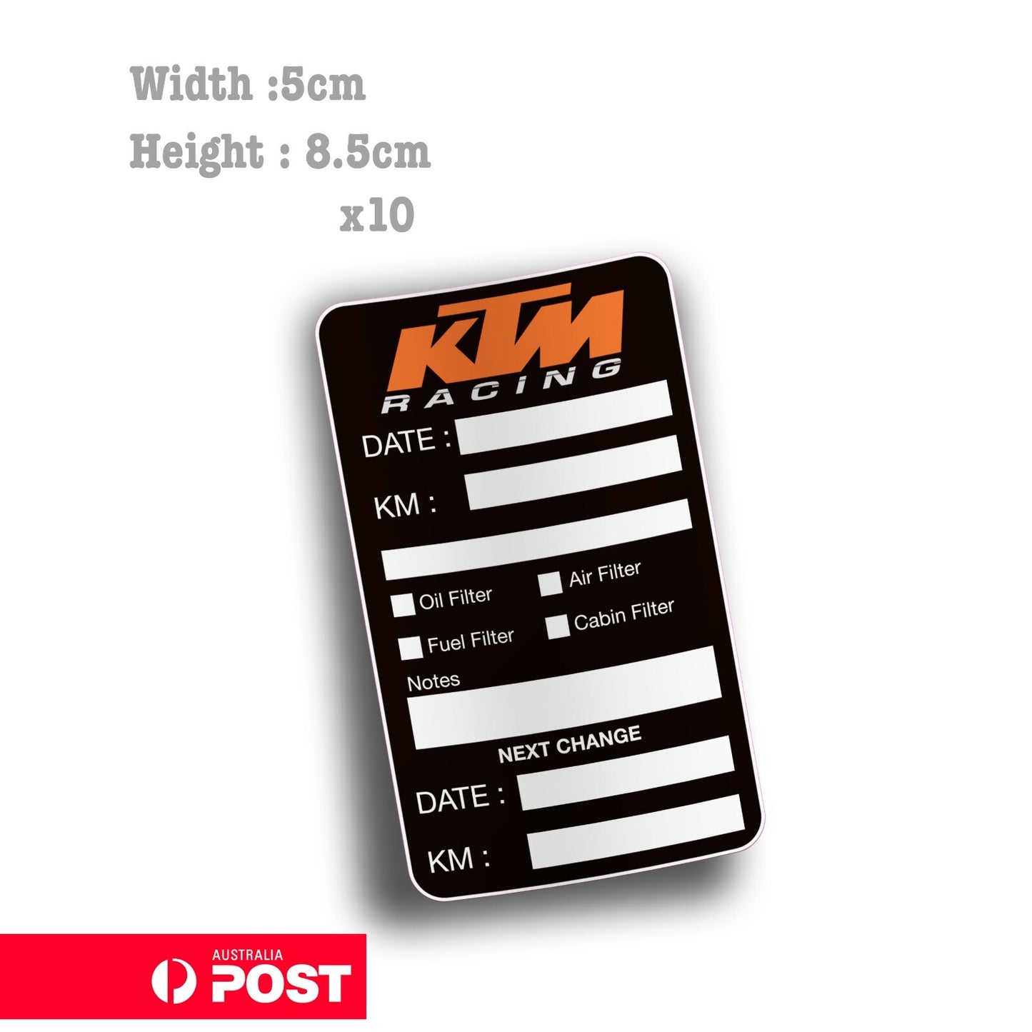 KTM Racing Oil Change Service Reminder x10 Cars Trucks Ute Vans Stickers
