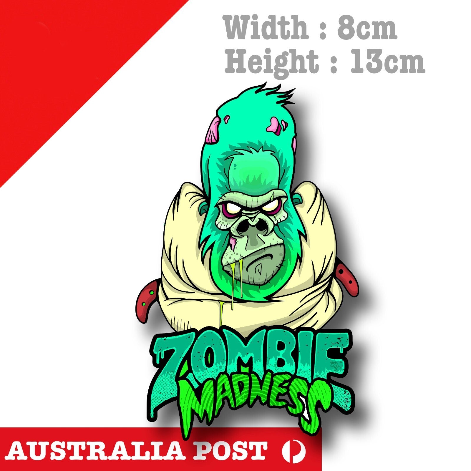 Zombie Gorilla Madness Laptop , Car  Decal Sticker 