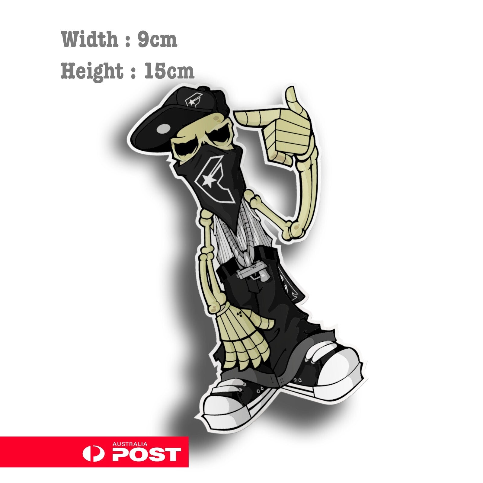 Skull Gangster with Gun  Vinyl Sticker 