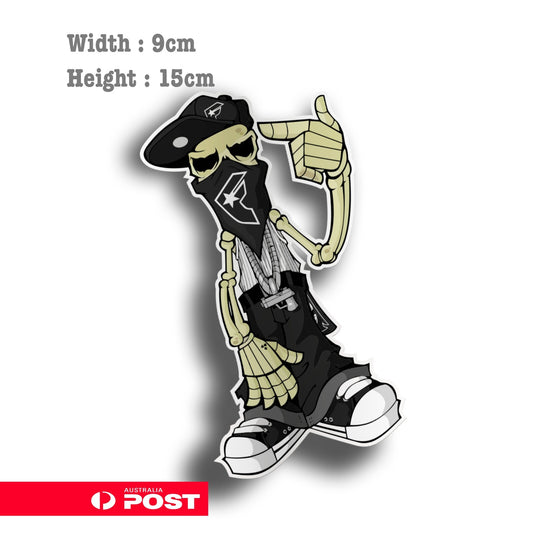Skull Gangster with Gun  Vinyl Sticker 