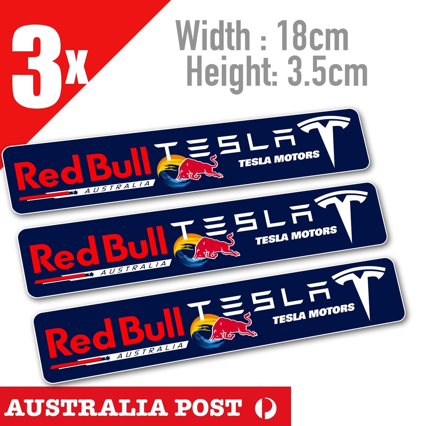 Tesla, Red Bull Slim Slap - Tesla MOTORS Banner Sticker