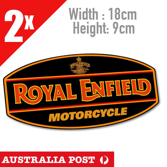 Royal Enfield MOTORCYCLES Vintage Motorcycle Helmet, Fuel Tank x2 Sticker