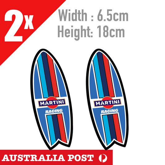 Martini Racing Surf Board Logo, Hilux, 4WD, Off Road Decal Sticker