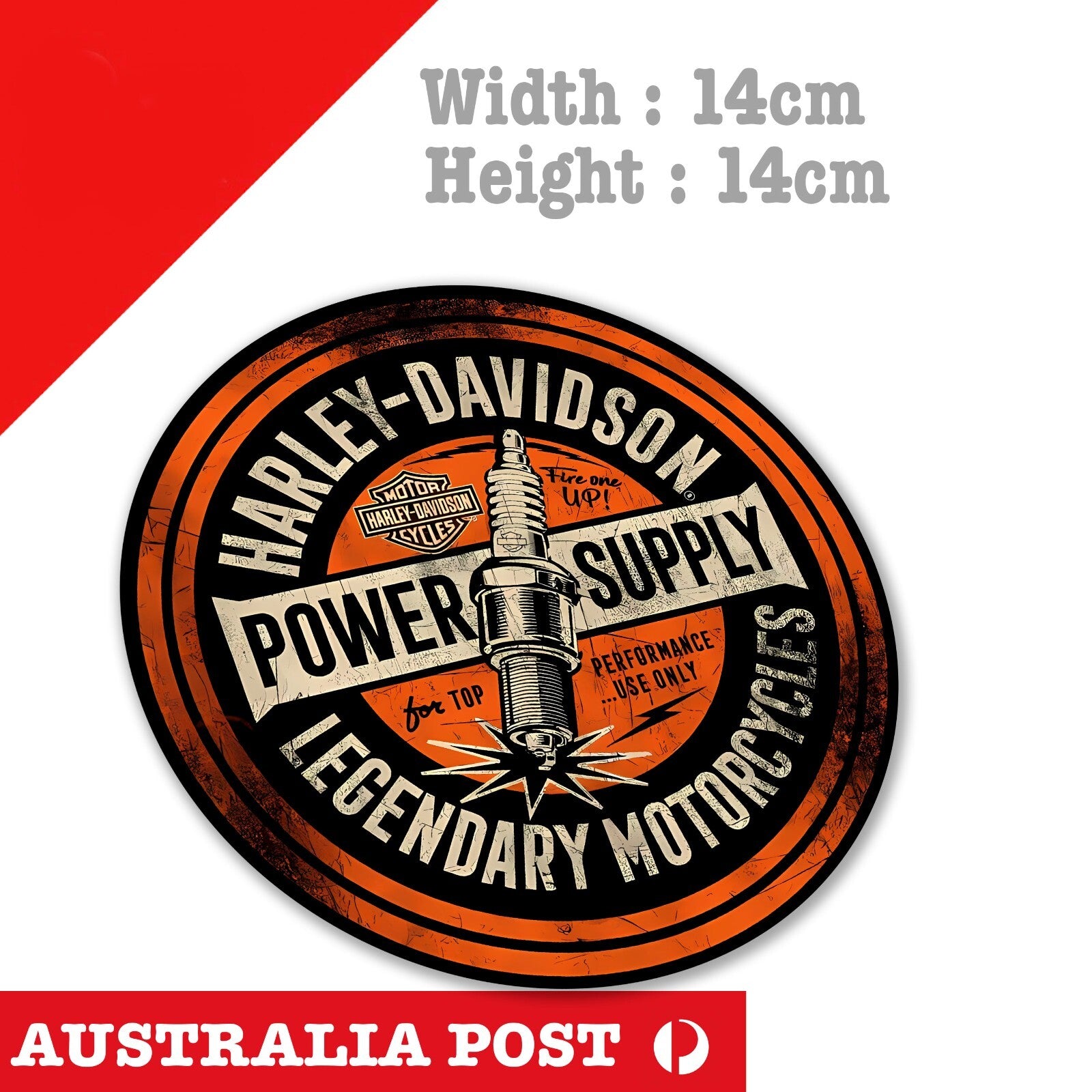 Harley Davidson Motorcycle Logo Power Supply, Old, Dirty Spark Plug Sticker