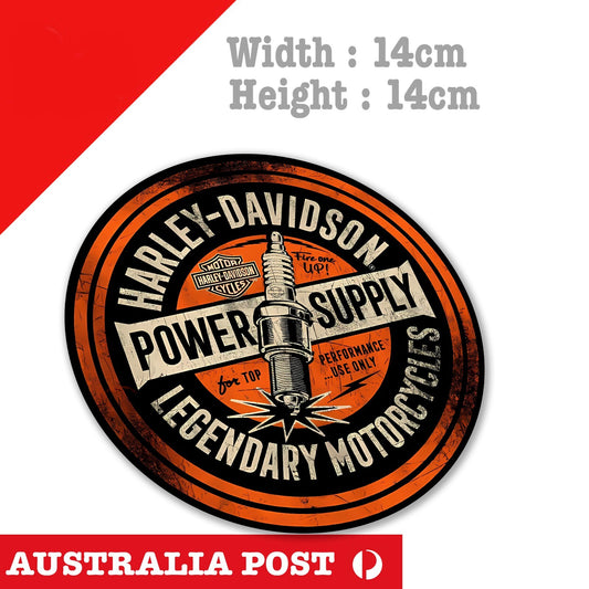 Harley Davidson Motorcycle Logo Power Supply, Old, Dirty Spark Plug Sticker