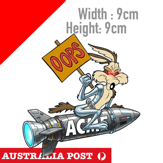 Road Runner Wile E. Coyote funny  OOPS Laptop , Car  ACME Robot Style  Sticker