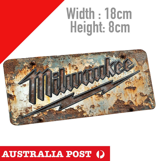 Milwaukee Electric Tool Logo, Rustic, Damaged, Rusted Old Style   Sticker
