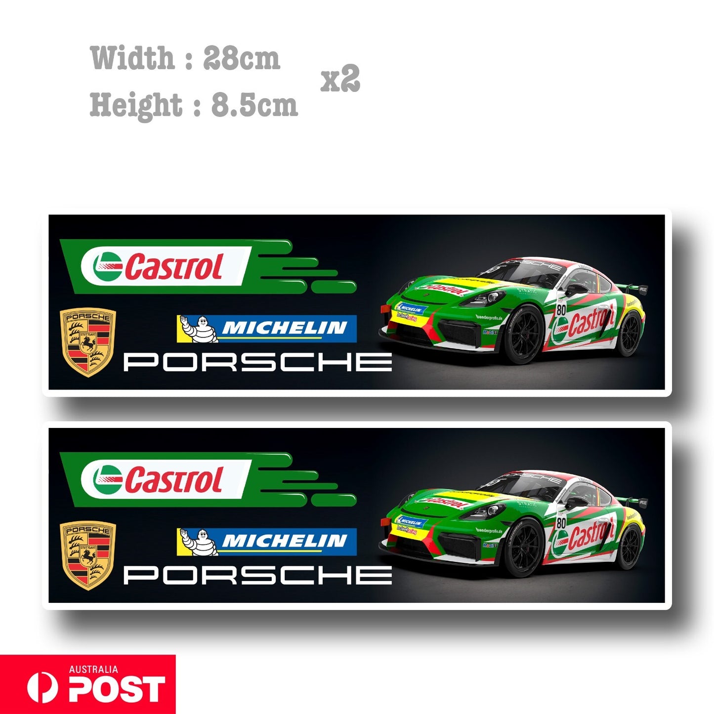 CASTROL Oil Michelin Tyre Porsche Racing Car Banner Stickers