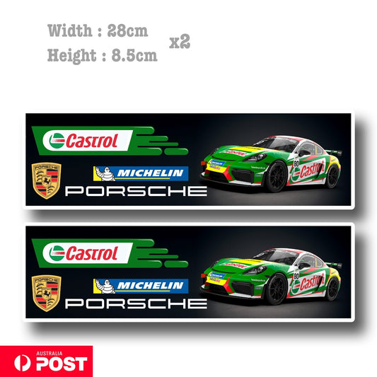 CASTROL Oil Michelin Tyre Porsche Racing Car Banner Stickers