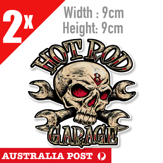 HOT ROD Skull Head GARAGE Sticker