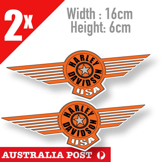 HARLEY Davidson Stickers X 2 Motorcycle WING Decals Bike  Stickers